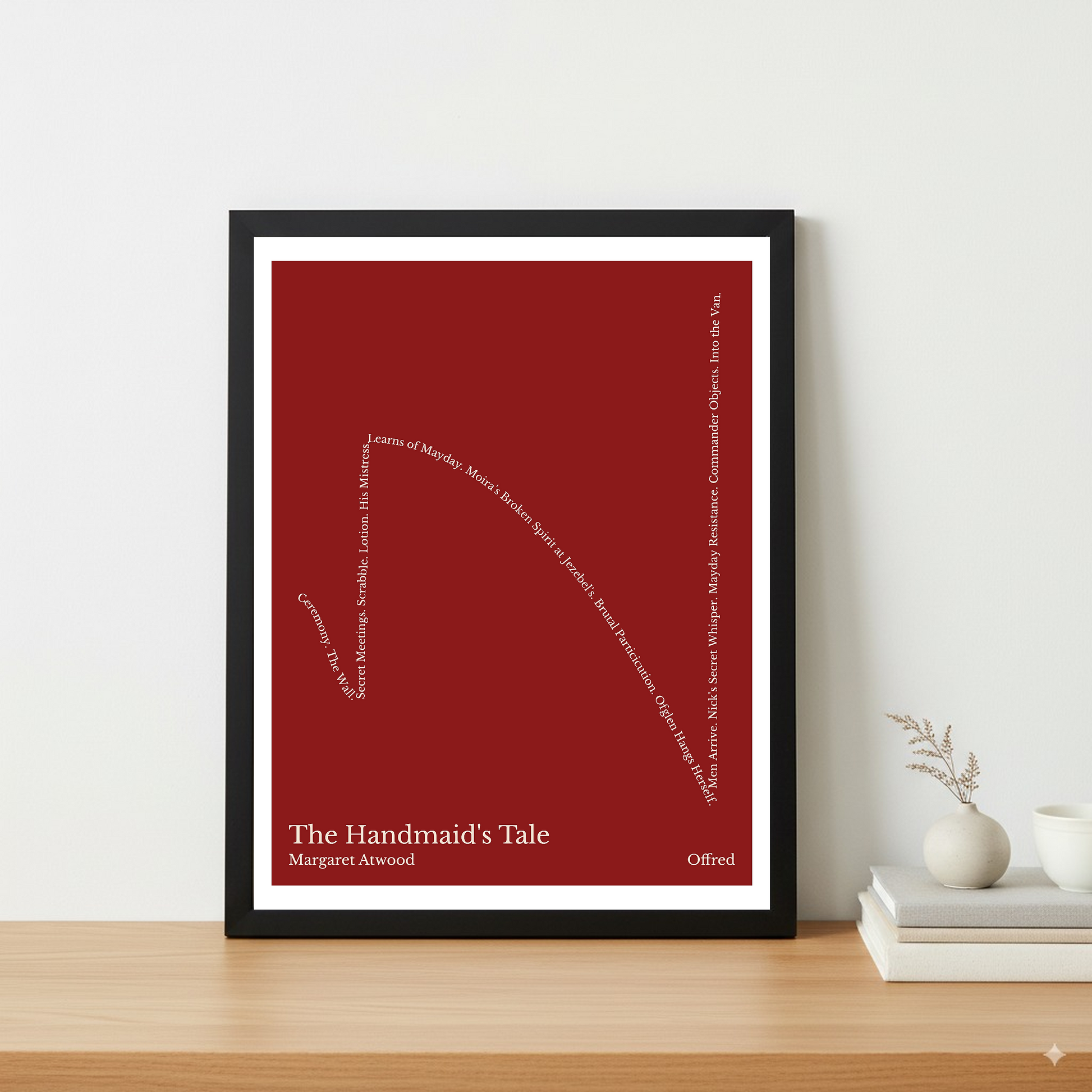 The Handmaid's Tale — Offred — Margaret Atwood | ↓ ↑ ↓↓ ↑↑ — Complex | 11x14 — Storybeats — Brown/Ivory | Table — Frame | SKU: 29738810342307537056
