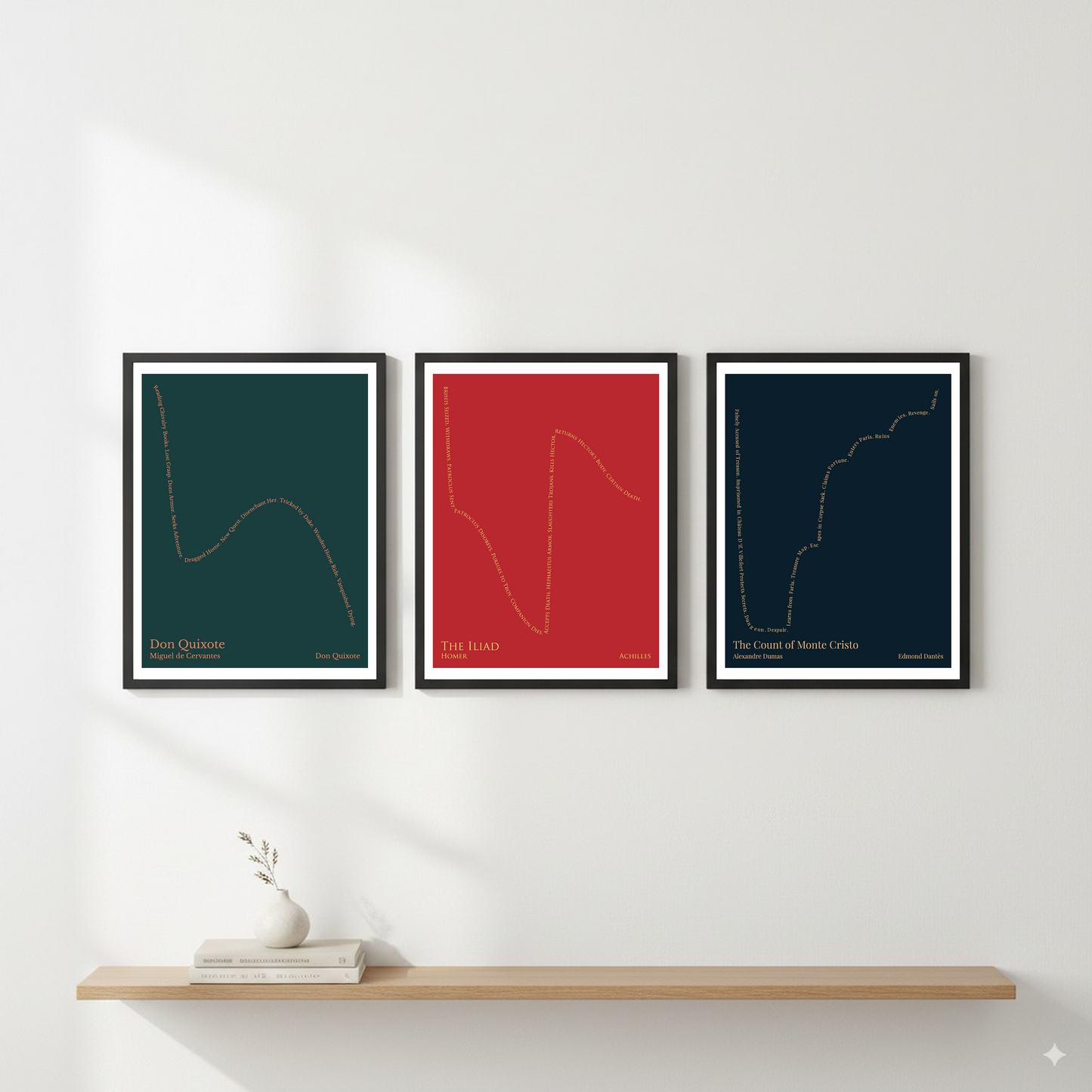 The Iliad — Achilles — Homer | ↓↓ ↑↑ ↓ — Oedipus | 11x14 — Storybeats — Red/Gold | Gallery Wall — Frame | SKU: 79602323857638985270