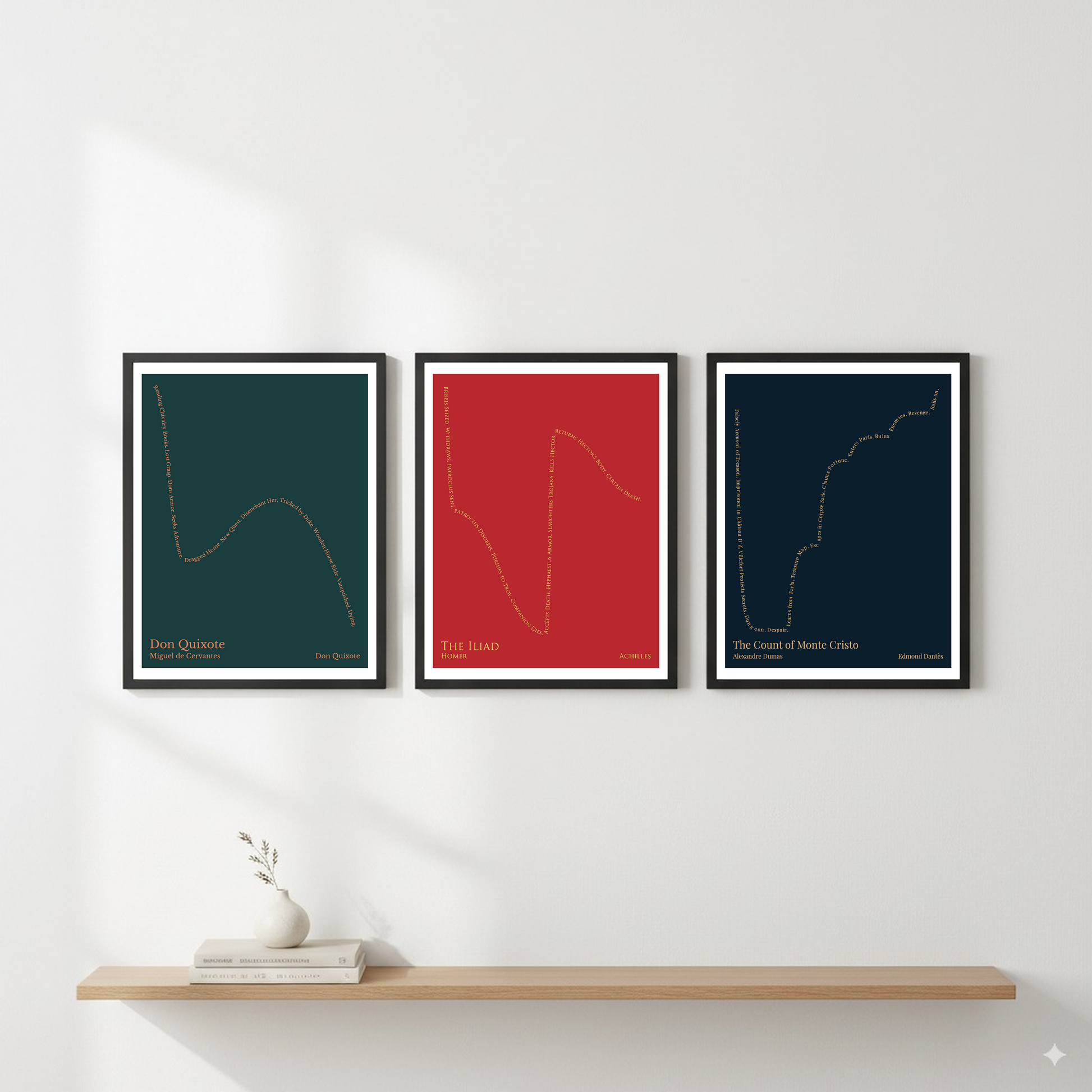 The Iliad — Achilles — Homer | ↓↓ ↑↑ ↓ — Oedipus | 11x14 — Storybeats — Red/Gold | Gallery Wall — Frame | SKU: 79602323857638985270