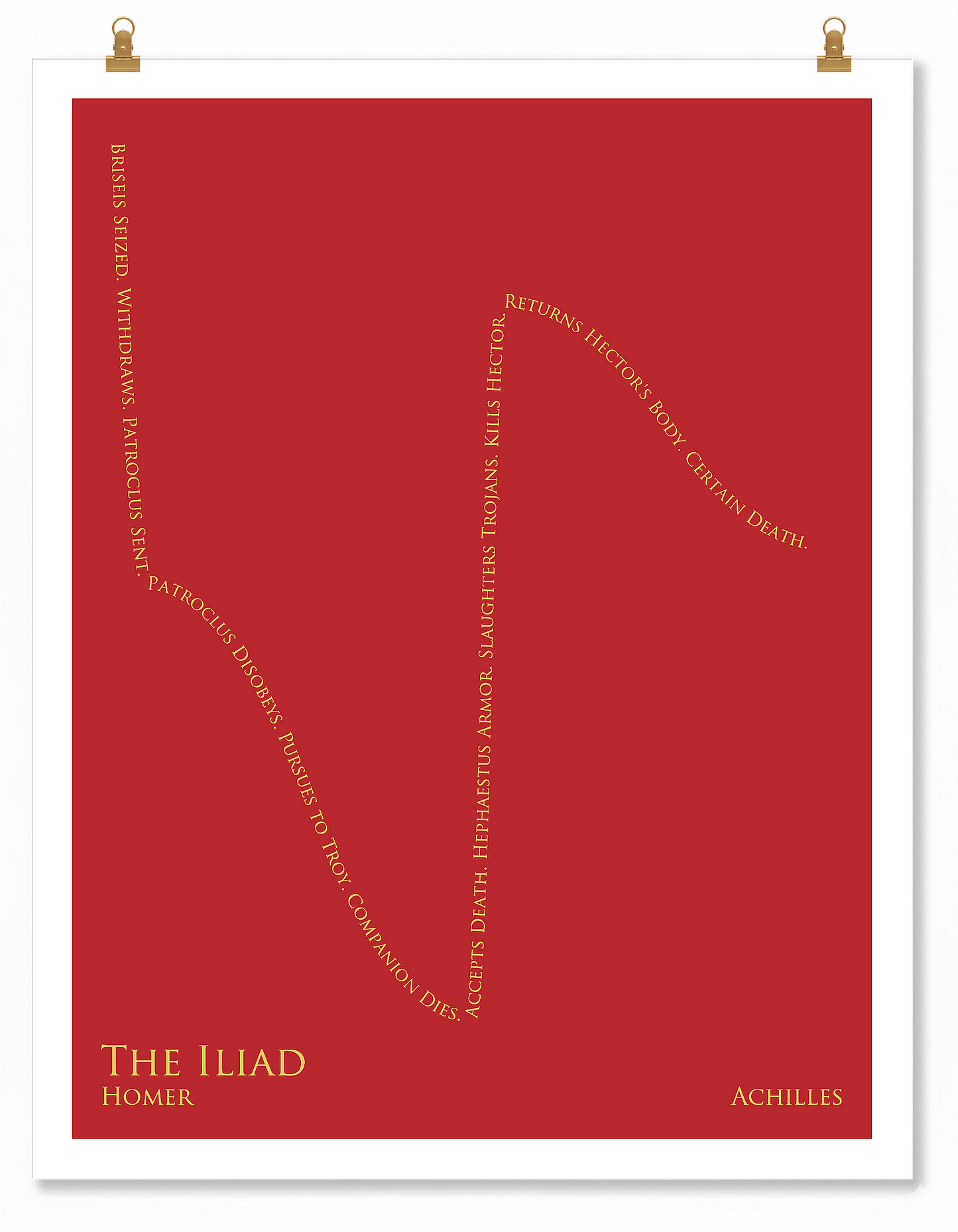 The Iliad — Achilles — Homer | ↓↓ ↑↑ ↓ — Oedipus | 11x14 — Storybeats — Red/Gold | Poster | SKU: 79602323857638985270