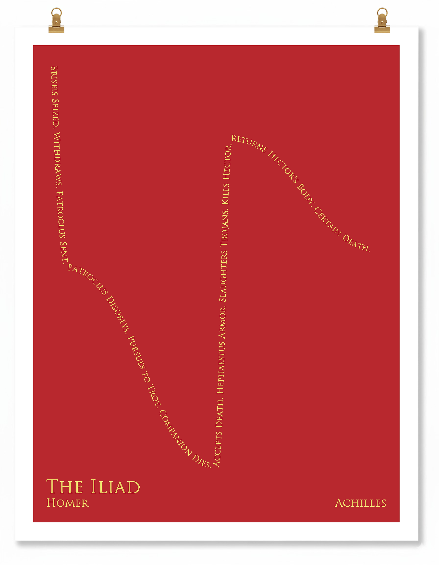 The Iliad — Achilles — Homer | ↓↓ ↑↑ ↓ — Oedipus | 11x14 — Storybeats — Red/Gold | Poster | SKU: 79602323857638985270