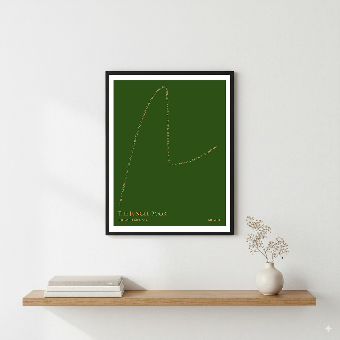 The Jungle Book — Mowgli — Rudyard Kipling | ↑↑ ↓↓ ↑ — Boy Meets Girl | 11x14 — Storybeats — Forest/Orange | Wall — Frame | SKU: 16313740107006856651