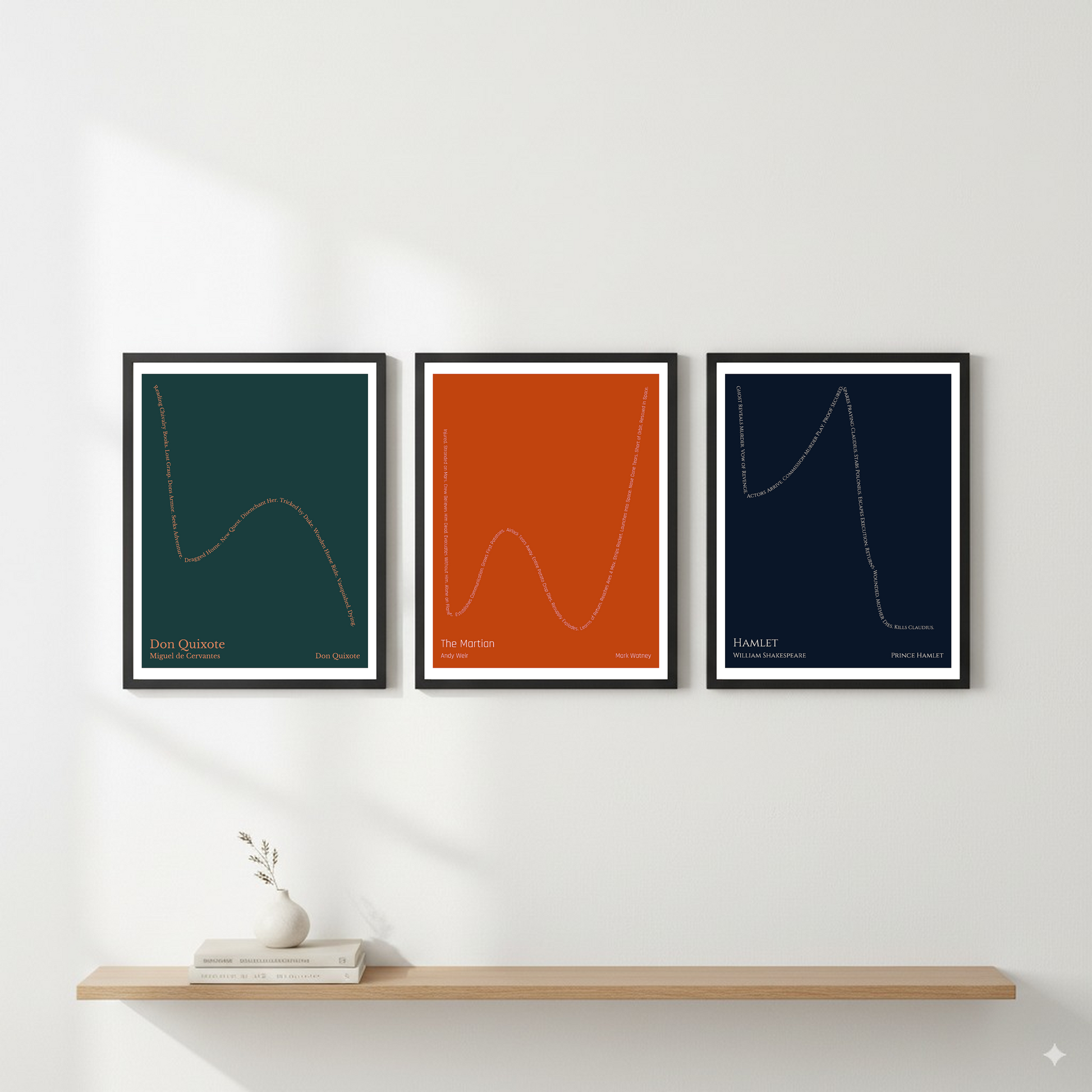 The Martian — Mark Watney — Andy Weir | ↓↓ ↑ ↓ ↑↑ — Complex | 11x14 — Storybeats — Red/Gray | Gallery Wall — Frame | SKU: 19424082447080196015