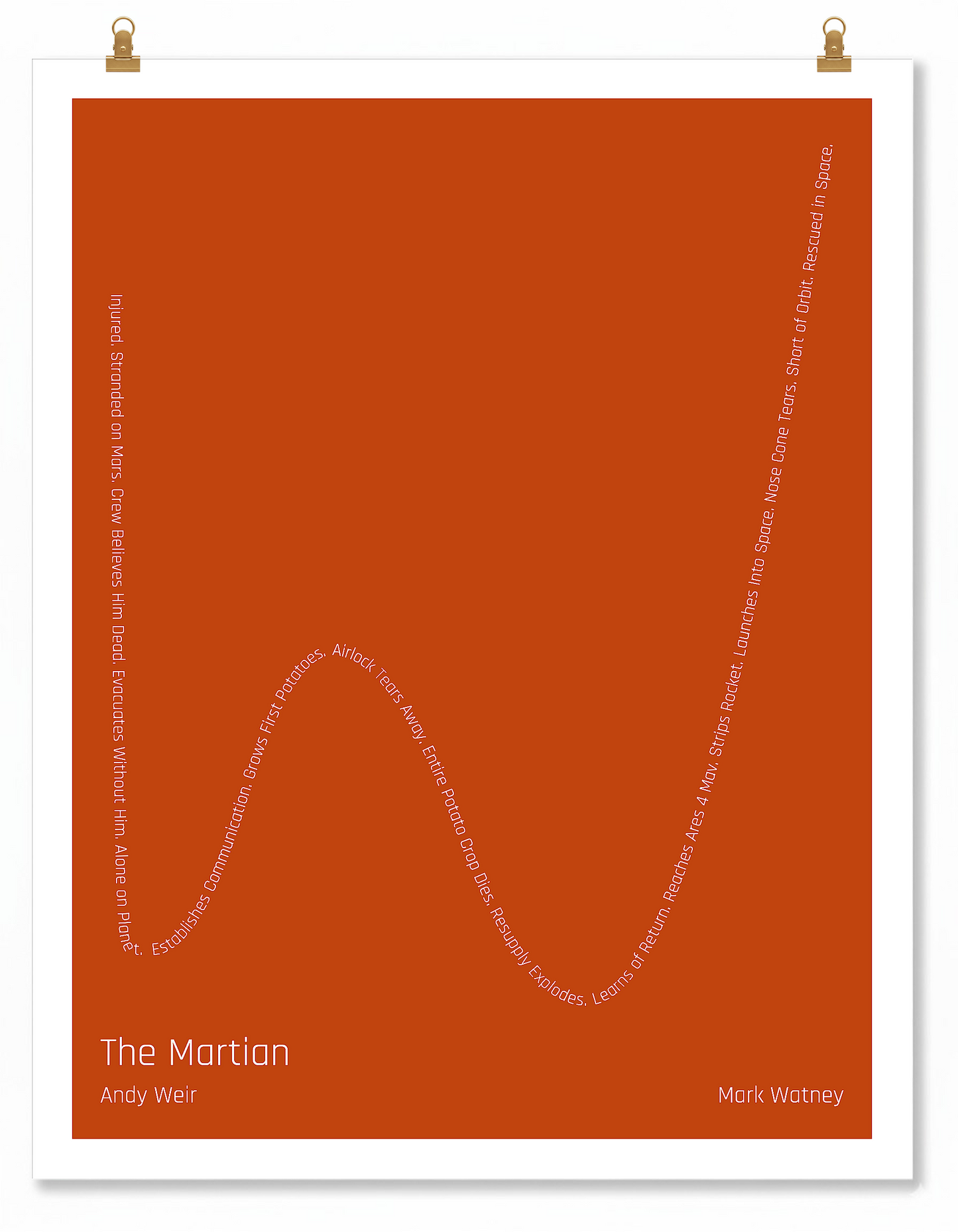 The Martian — Mark Watney — Andy Weir | ↓↓ ↑ ↓ ↑↑ — Complex | 11x14 — Storybeats — Red/Gray | Poster | SKU: 19424082447080196015