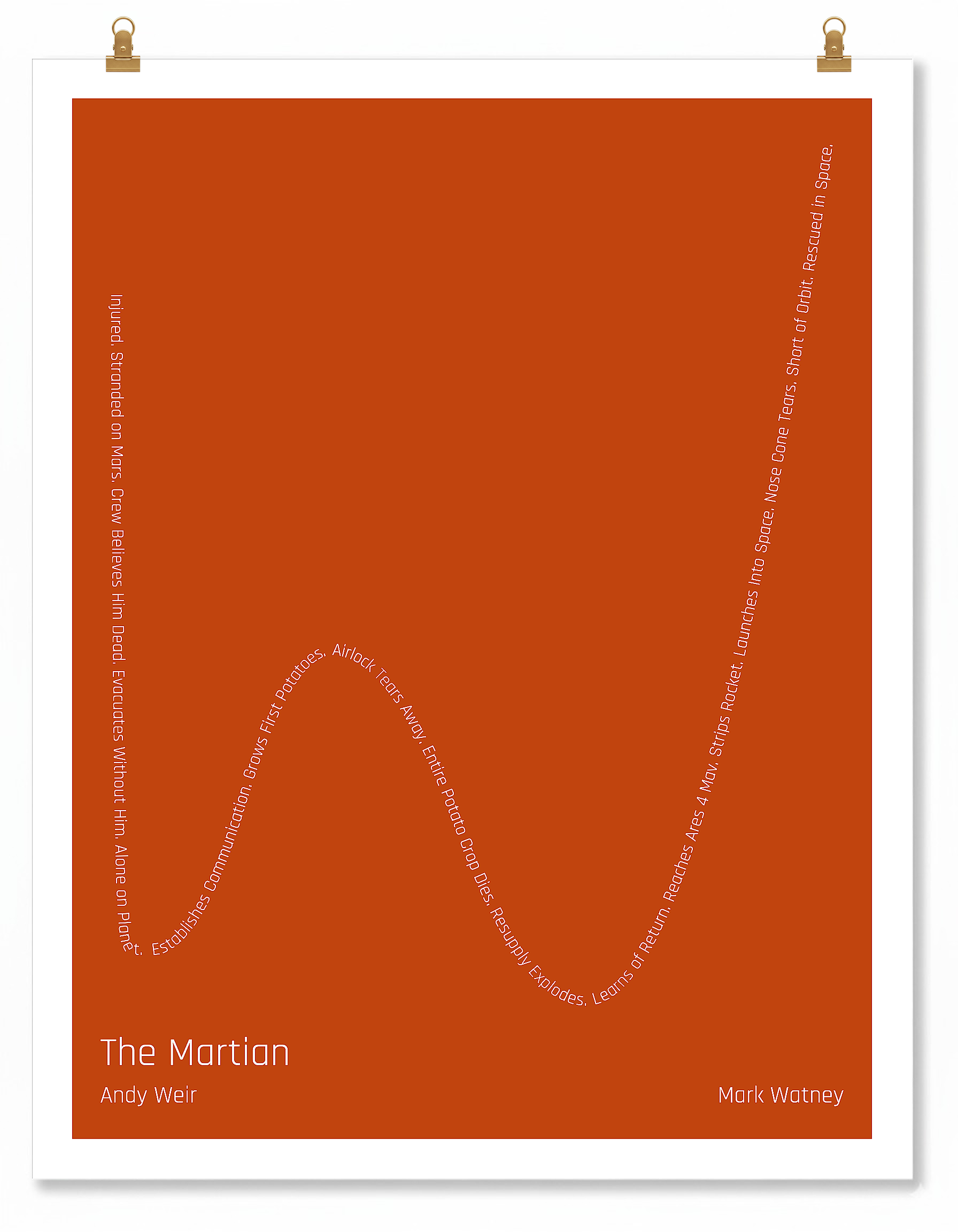 The Martian — Mark Watney — Andy Weir | ↓↓ ↑ ↓ ↑↑ — Complex | 11x14 — Storybeats — Red/Gray | Poster | SKU: 19424082447080196015