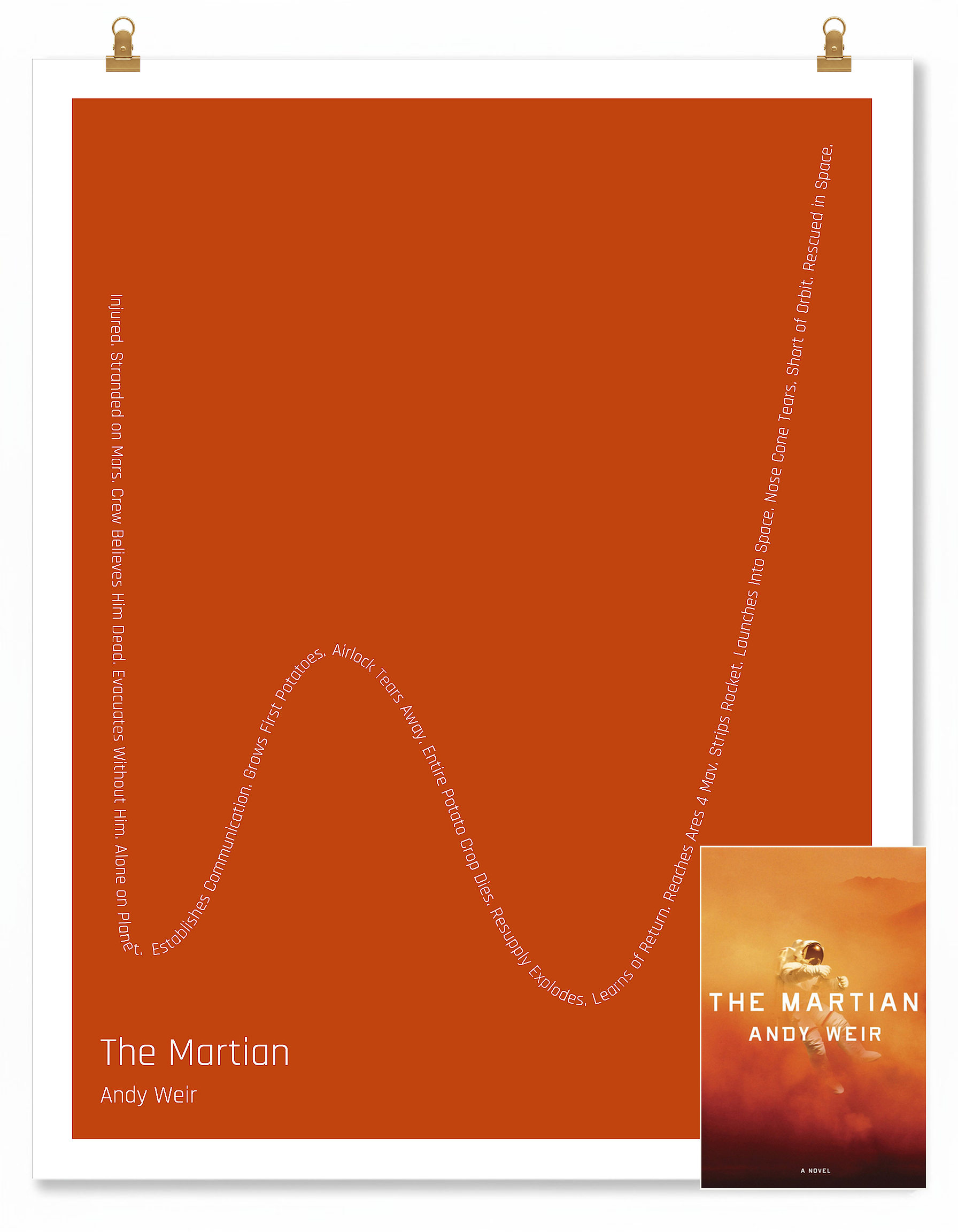 The Martian — Mark Watney — Andy Weir | ↓↓ ↑ ↓ ↑↑ — Complex | 11x14 — Storybeats — Red/Gray | SKU: 19424082447080196015