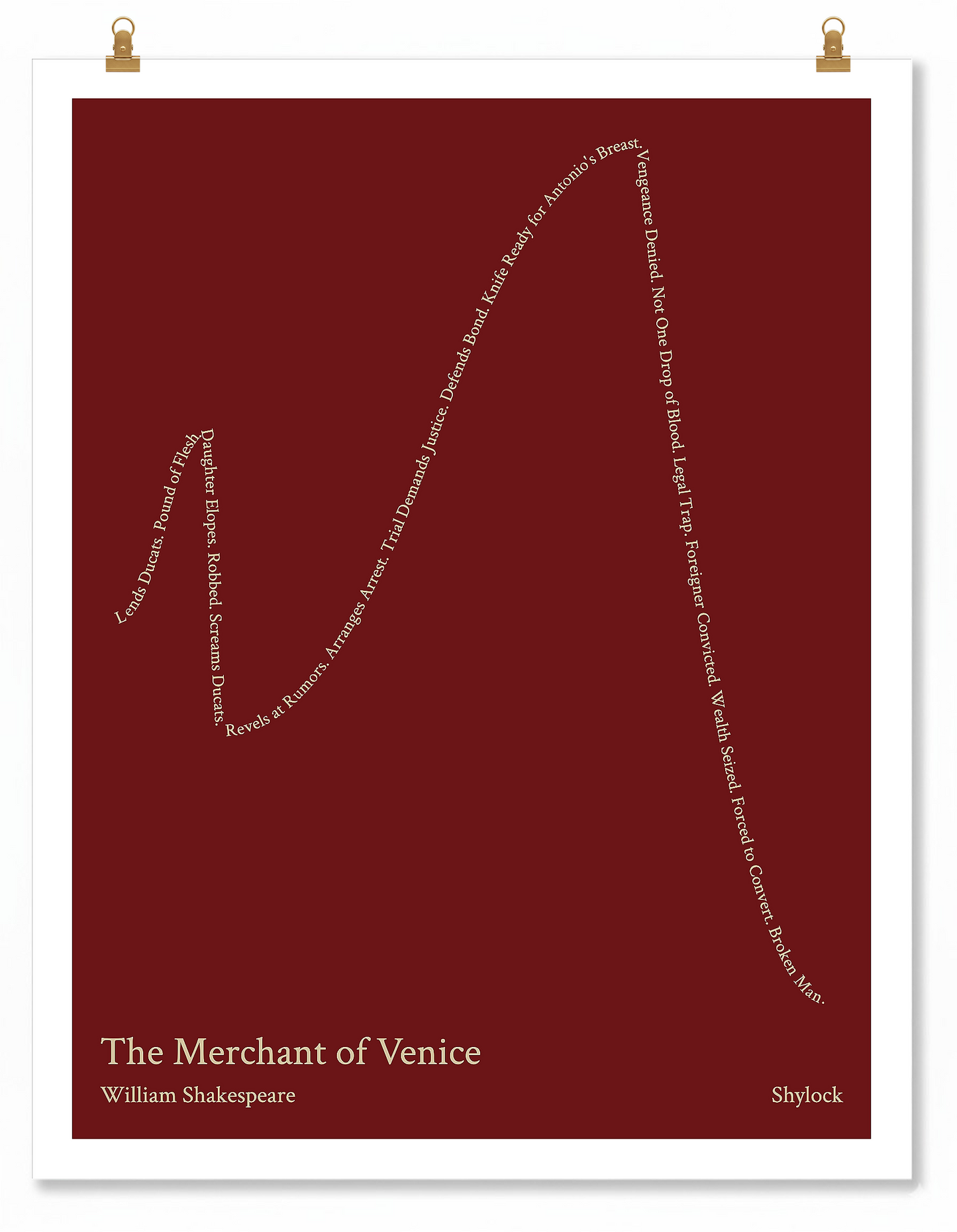 The Merchant of Venice — Shylock — William Shakespeare | ↑ ↓ ↑↑ ↓↓ — Complex | 11x14 — Storybeats — Brown/Tan | Poster | SKU: 23932599635706809555