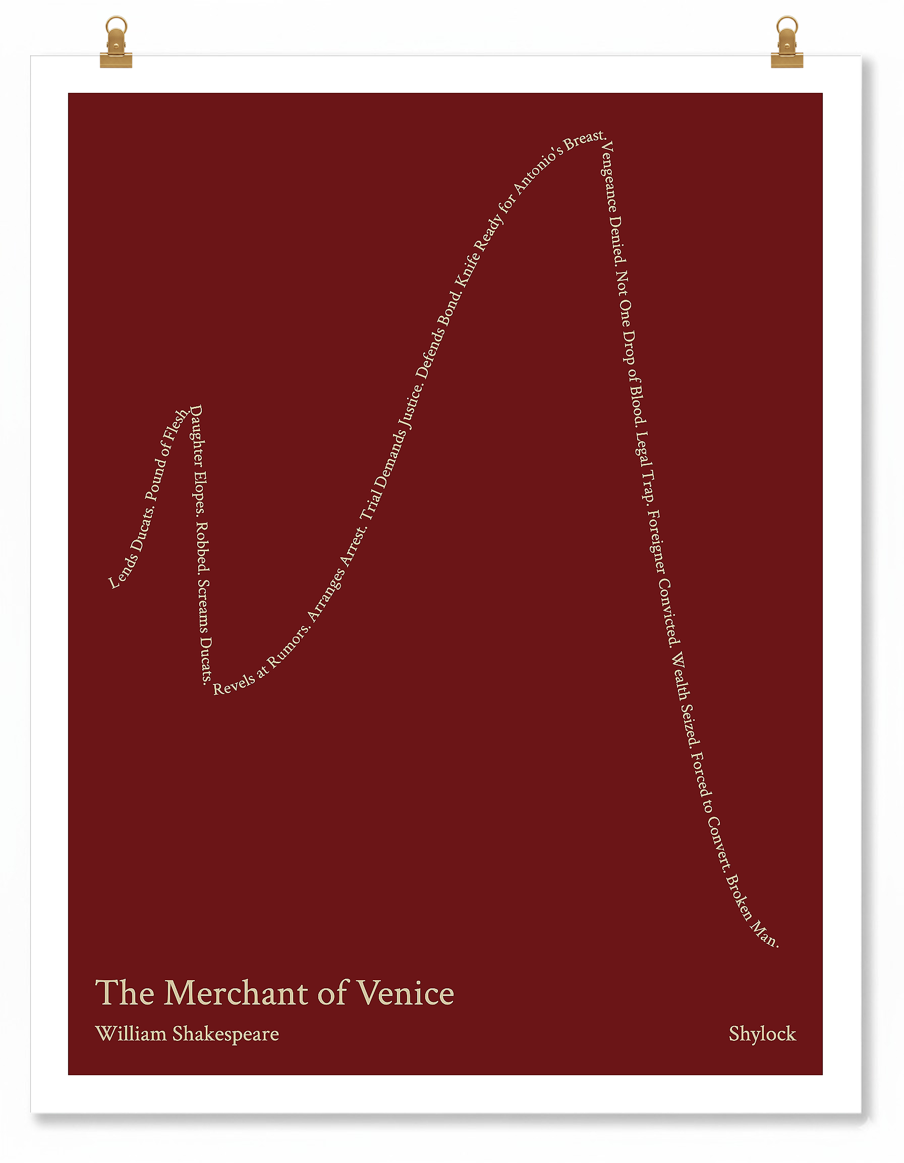 The Merchant of Venice — Shylock — William Shakespeare | ↑ ↓ ↑↑ ↓↓ — Complex | 11x14 — Storybeats — Brown/Tan | Poster | SKU: 23932599635706809555
