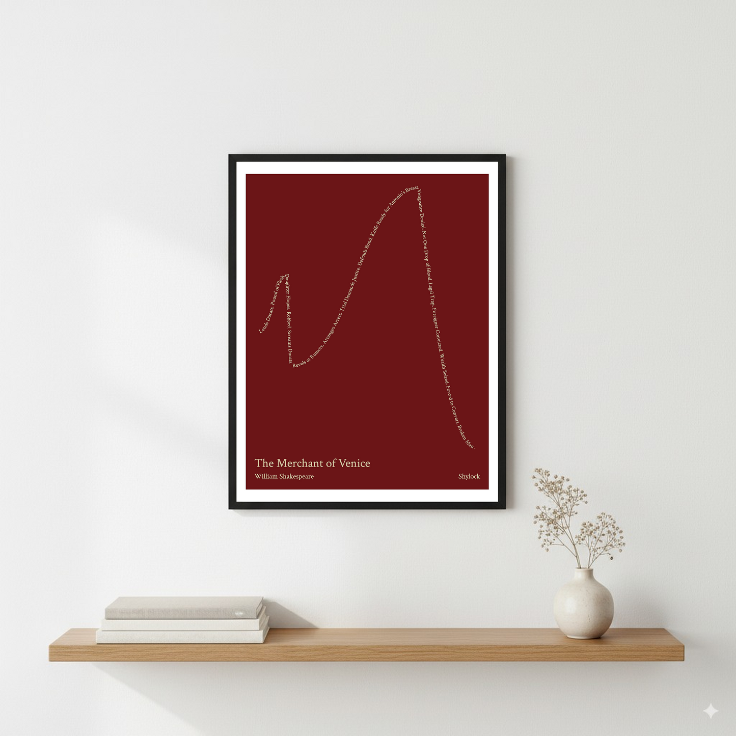 The Merchant of Venice — Shylock — William Shakespeare | ↑ ↓ ↑↑ ↓↓ — Complex | 11x14 — Storybeats — Brown/Tan | Wall — Frame | SKU: 23932599635706809555