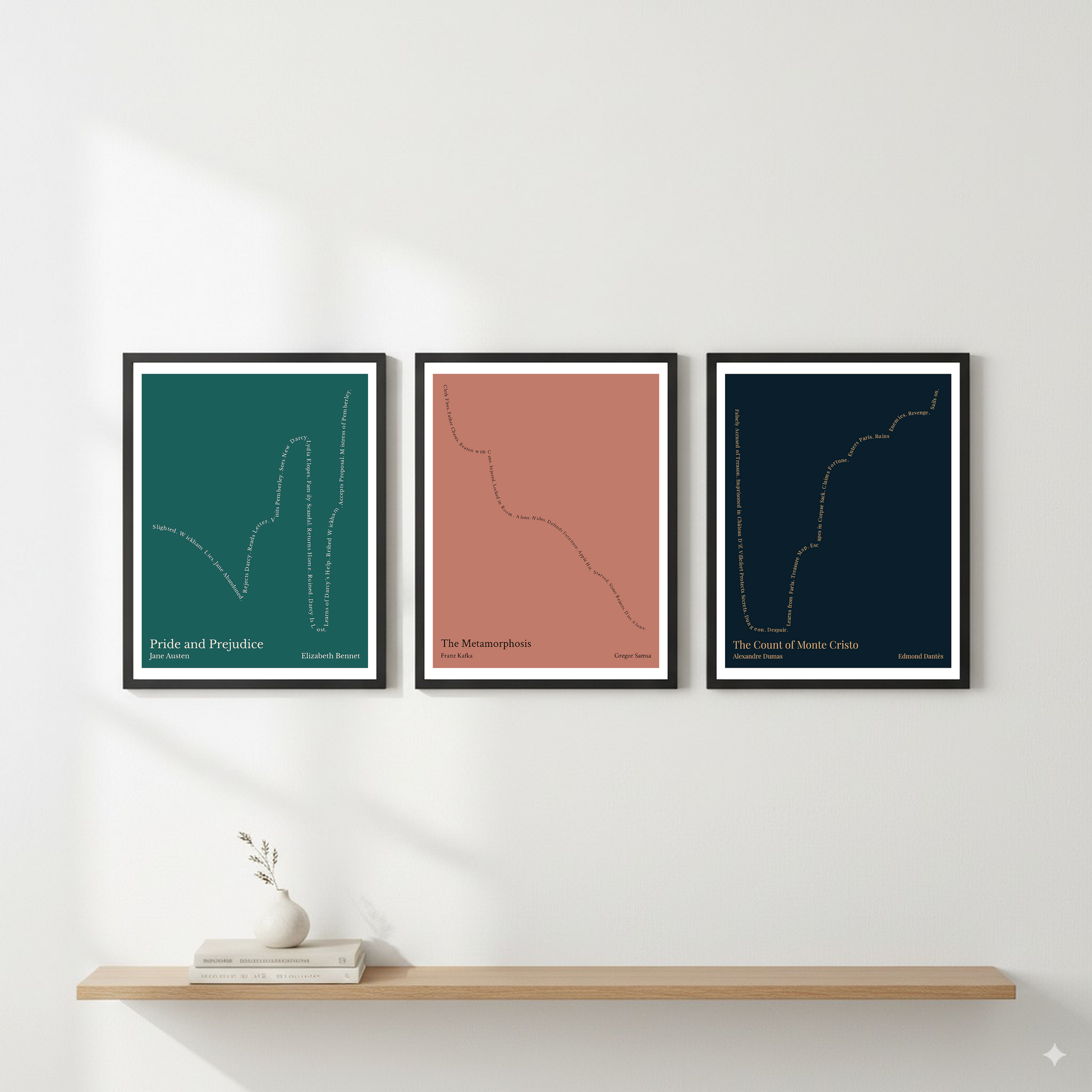 The Metamorphosis — Gregor Samsa — Franz Kafka | ↓↓↓ — From Bad to Worse | 11x14 — Storybeats — Red/Black | Gallery Wall — Frame | SKU: 91610606365487505627