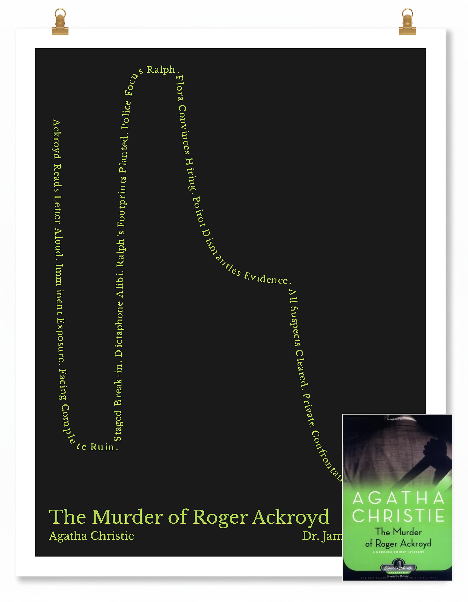 The Murder of Roger Ackroyd — Dr. James Sheppard — Agatha Christie | ↓ ↑ ↓↓ — Oedipus | 11x14 — Storybeats — Black/Mint | SKU: 25762932903146079105