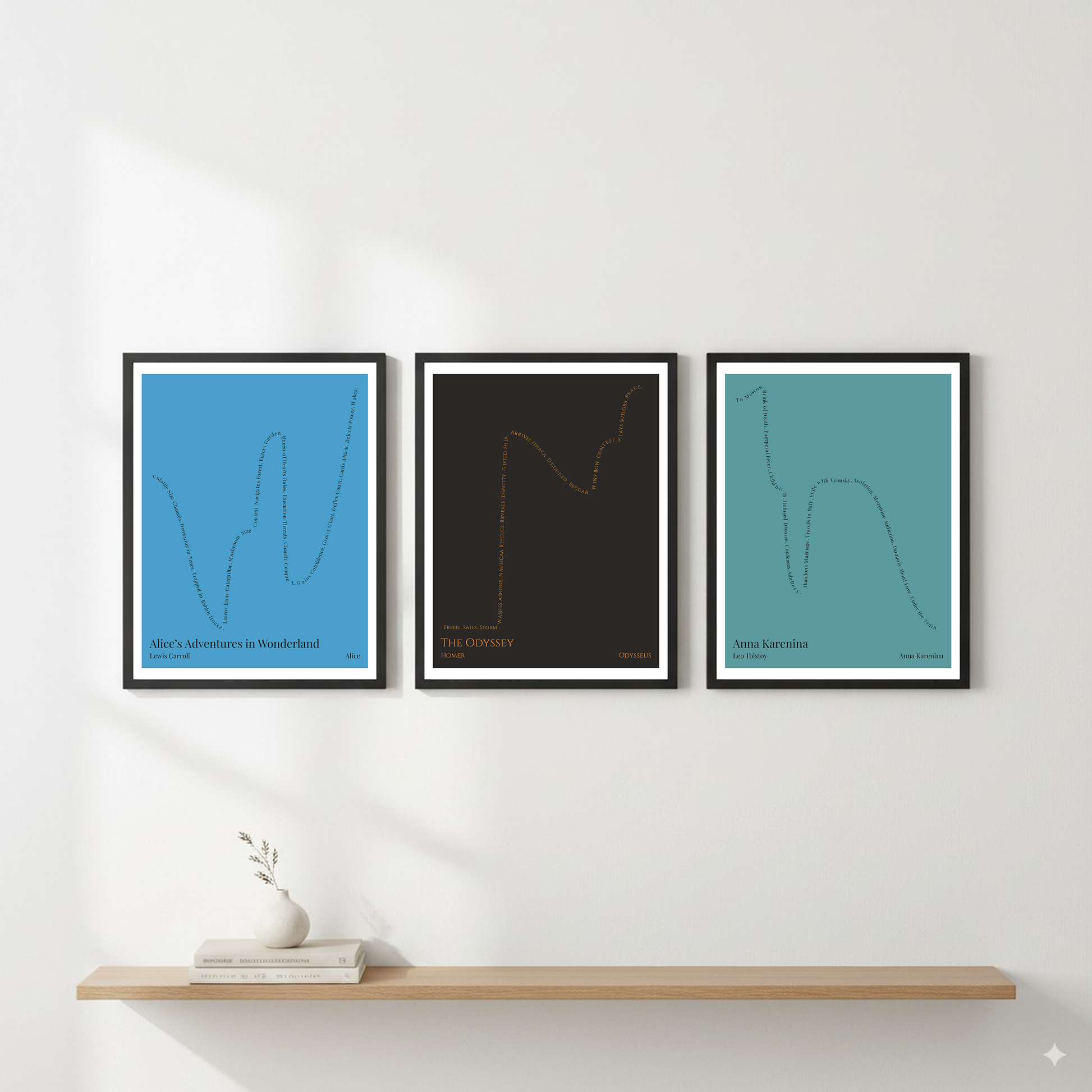 The Odyssey — Odysseus — Homer | → ↑↑ ↓ ↑ — Boy Meets Girl | 11x14 — Storybeats — Gray/Orange | Gallery Wall — Frame | SKU: 71459351474807010559