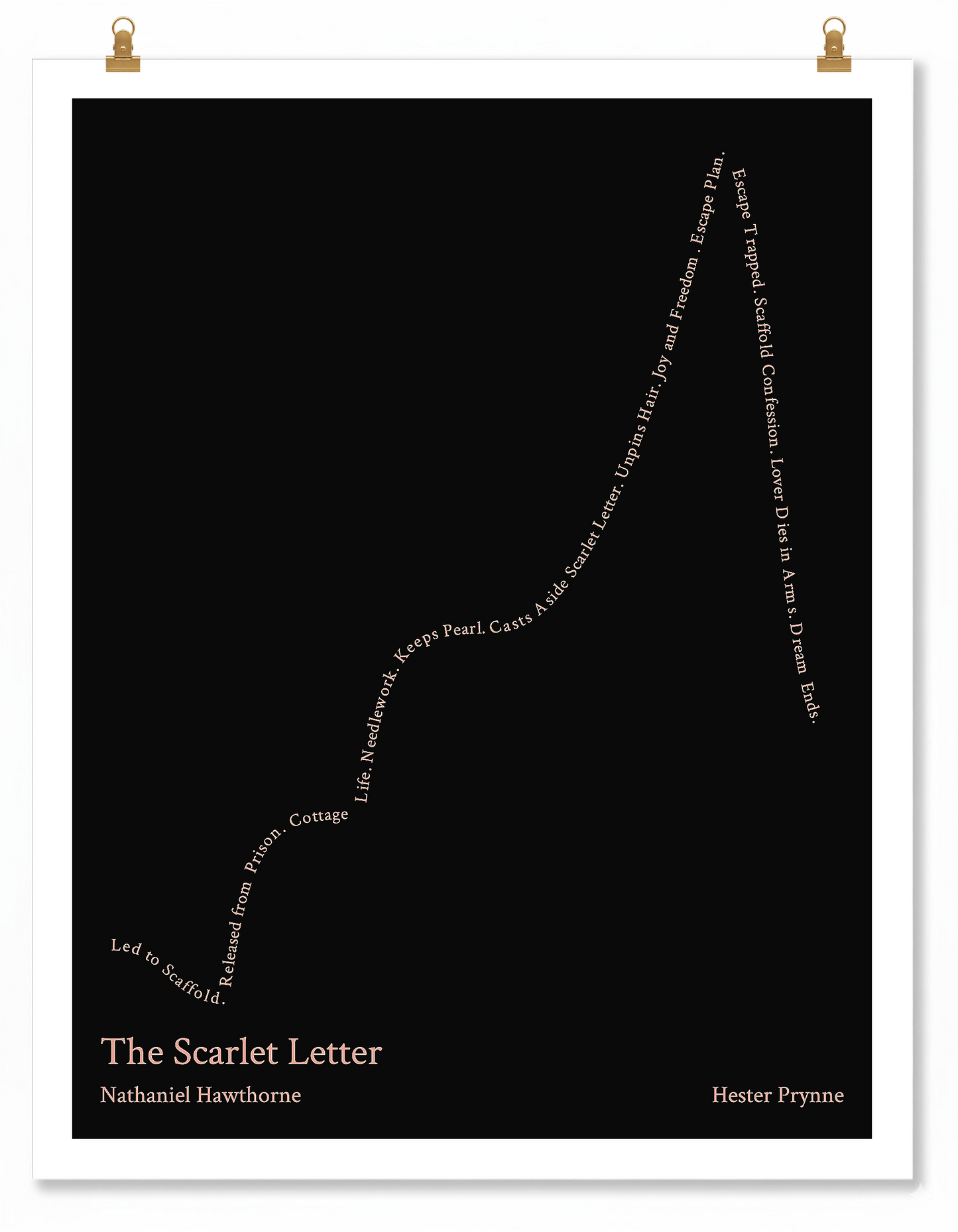 The Scarlet Letter — Hester Prynne — Nathaniel Hawthorne | → ↑↑ ↓ — Icarus | 11x14 — Storybeats — Black/Pink | Poster | SKU: 17809644716873276877