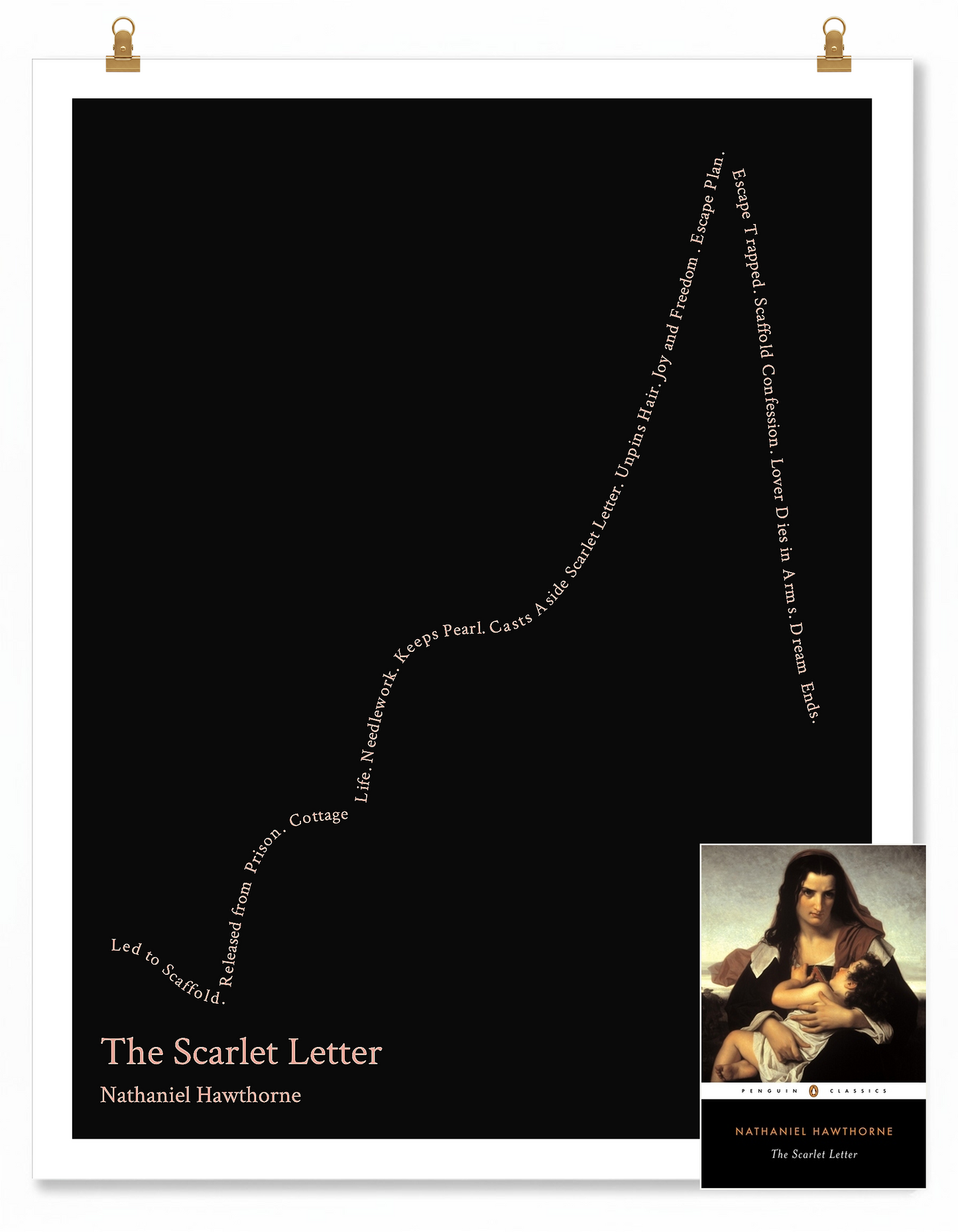 The Scarlet Letter — Hester Prynne — Nathaniel Hawthorne | → ↑↑ ↓ — Icarus | 11x14 — Storybeats — Black/Pink | SKU: 17809644716873276877