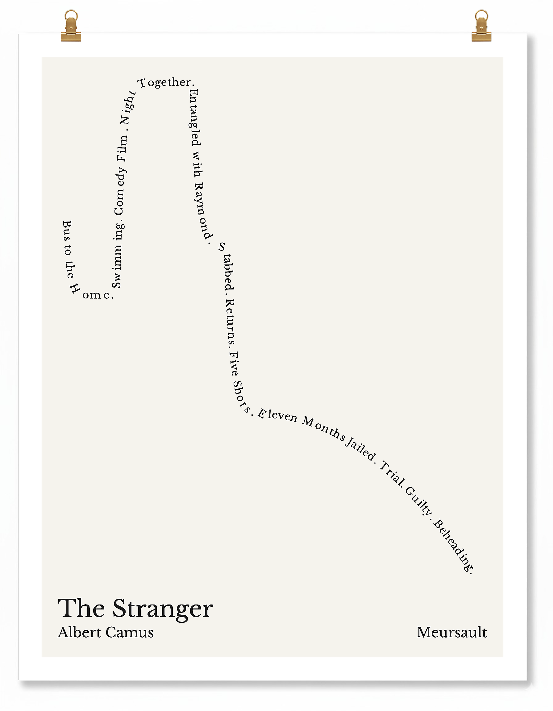 The Stranger — Meursault — Albert Camus | ↓ ↑ ↓↓↓ — Oedipus | 11x14 — Storybeats — White/Black | Poster | SKU: 14958685404244899661