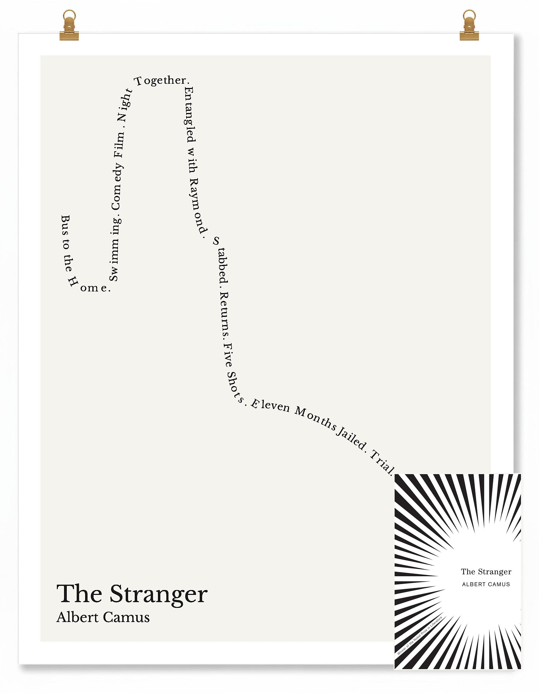 The Stranger — Meursault — Albert Camus | ↓ ↑ ↓↓↓ — Oedipus | 11x14 — Storybeats — White/Black | SKU: 14958685404244899661