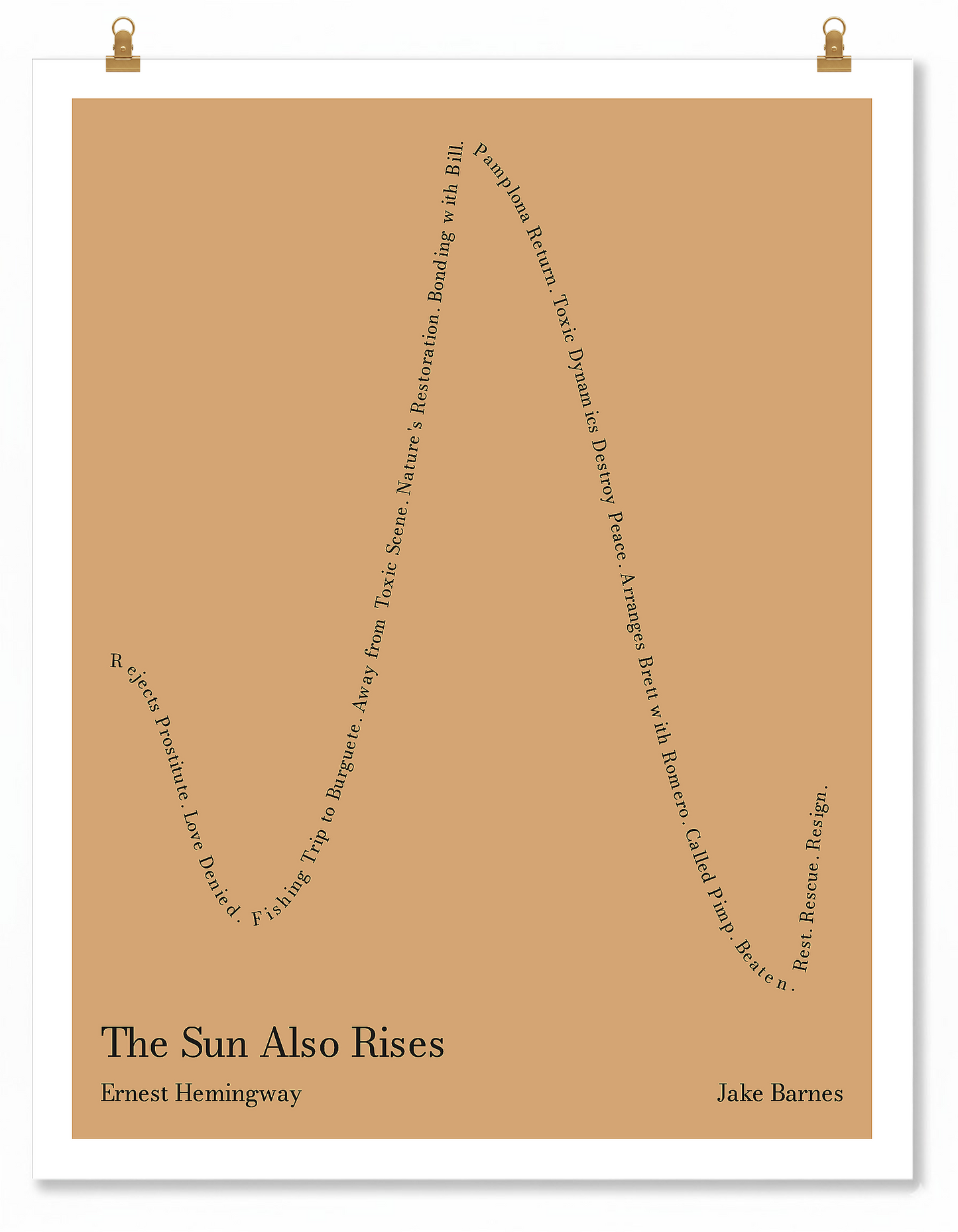The Sun Also Rises — Jake Barnes — Ernest Hemingway | ↓ ↑↑ ↓↓ ↑ — Complex | 11x14 — Storybeats — Tan/Black | Poster | SKU: 28625479593071679696