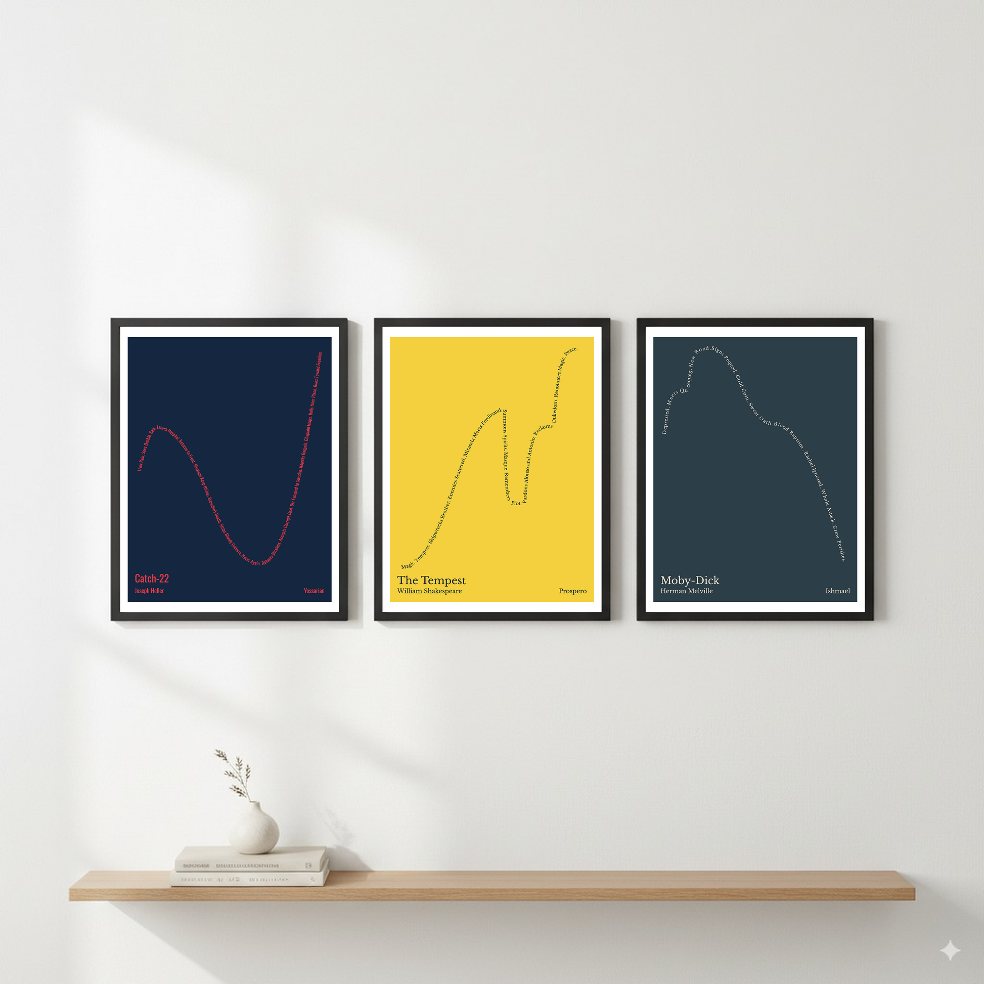 The Tempest — Prospero — William Shakespeare | ↑↑ ↓ ↑↑ — Boy Meets Girl | 11x14 — Storybeats — Gold/Gray | Gallery Wall — Frame | SKU: 29153321105978767742