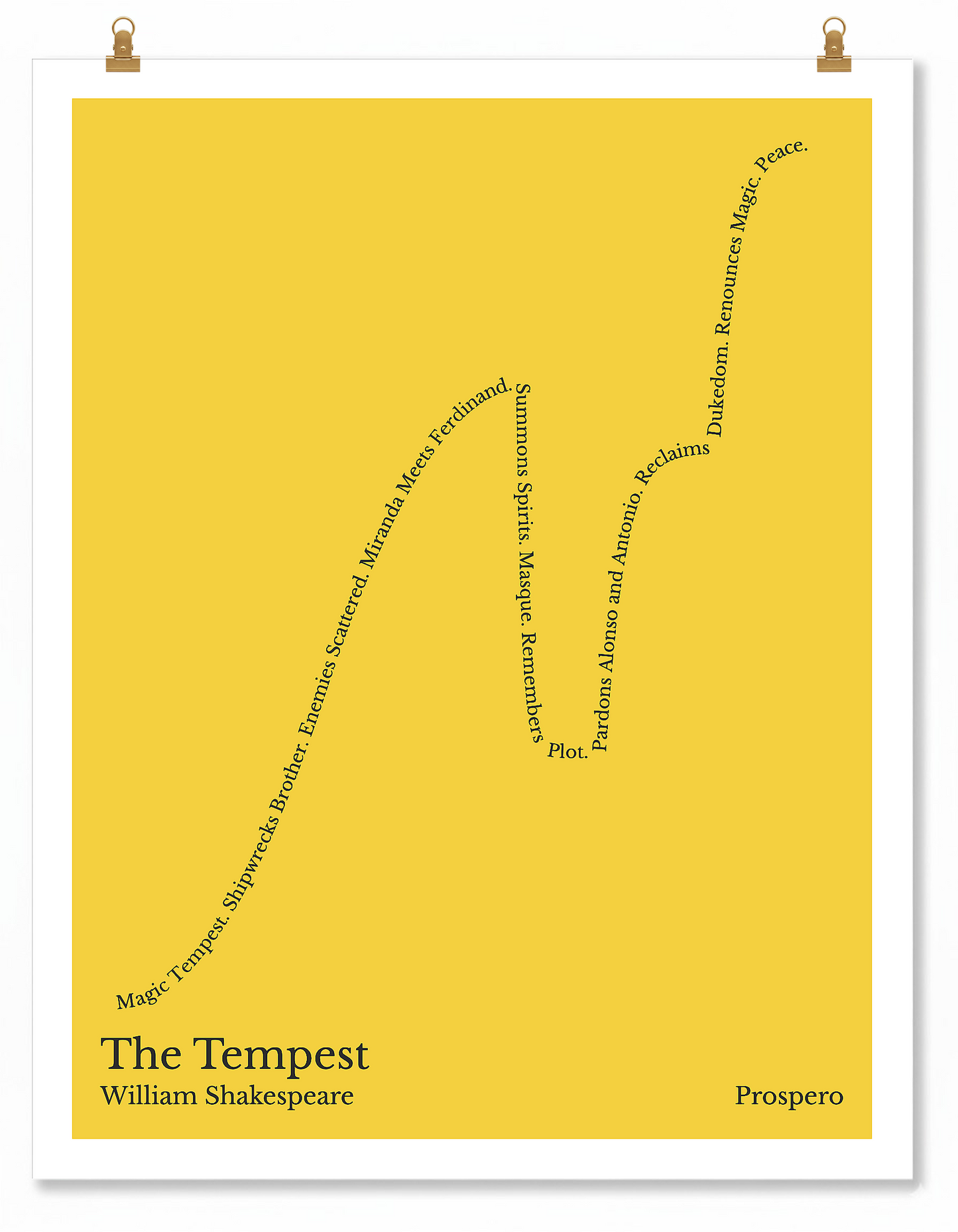 The Tempest — Prospero — William Shakespeare | ↑↑ ↓ ↑↑ — Boy Meets Girl | 11x14 — Storybeats — Gold/Gray | Poster | SKU: 29153321105978767742