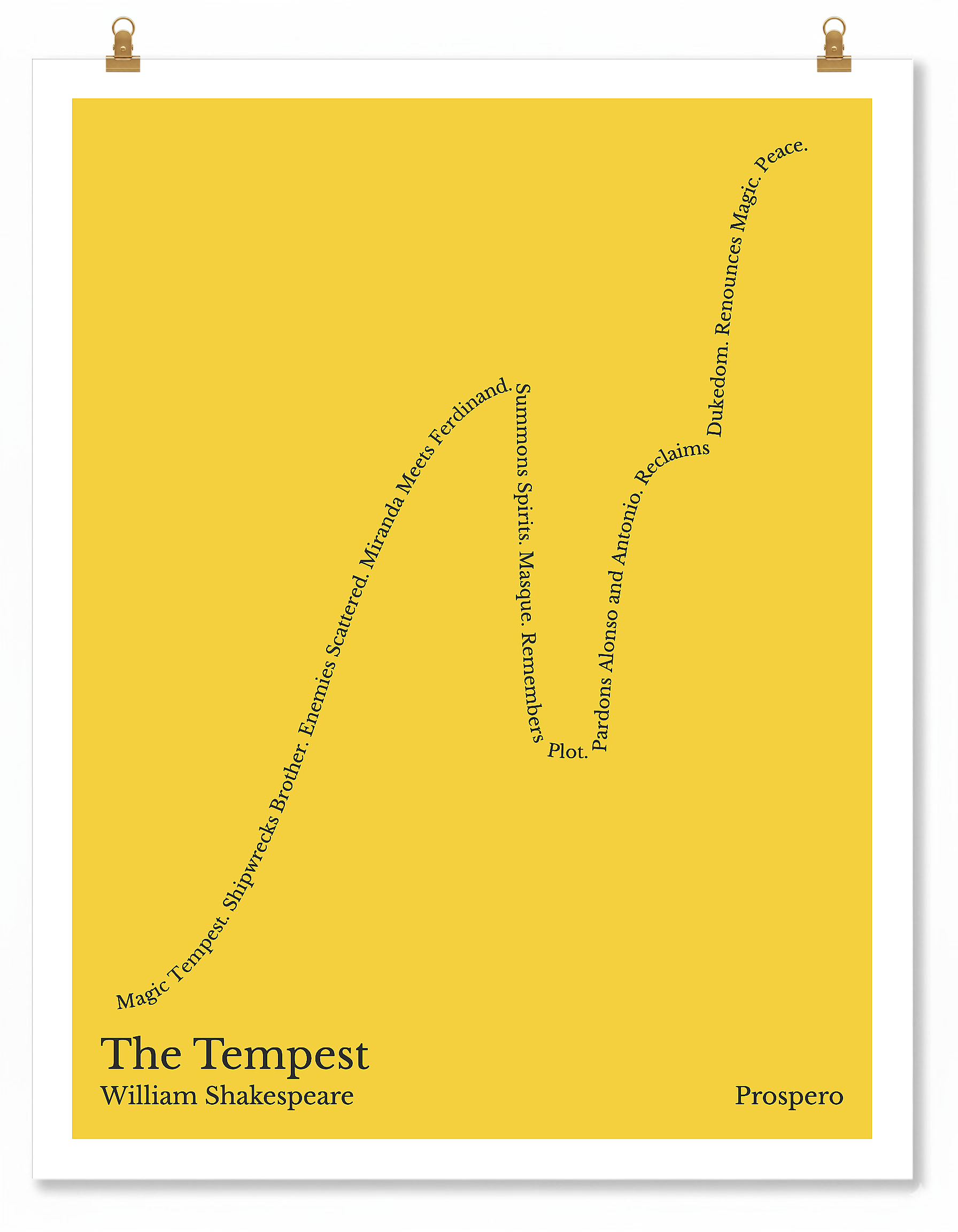 The Tempest — Prospero — William Shakespeare | ↑↑ ↓ ↑↑ — Boy Meets Girl | 11x14 — Storybeats — Gold/Gray | Poster | SKU: 29153321105978767742