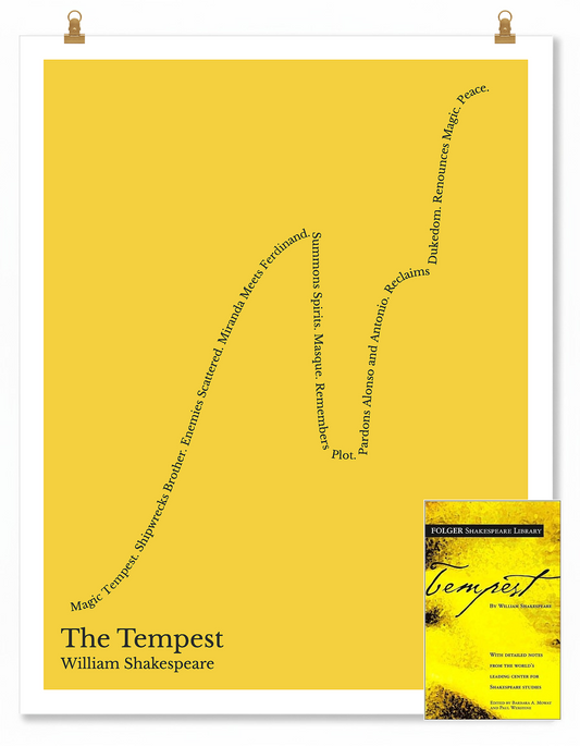 The Tempest — Prospero — William Shakespeare | ↑↑ ↓ ↑↑ — Boy Meets Girl | 11x14 — Storybeats — Gold/Gray | SKU: 29153321105978767742
