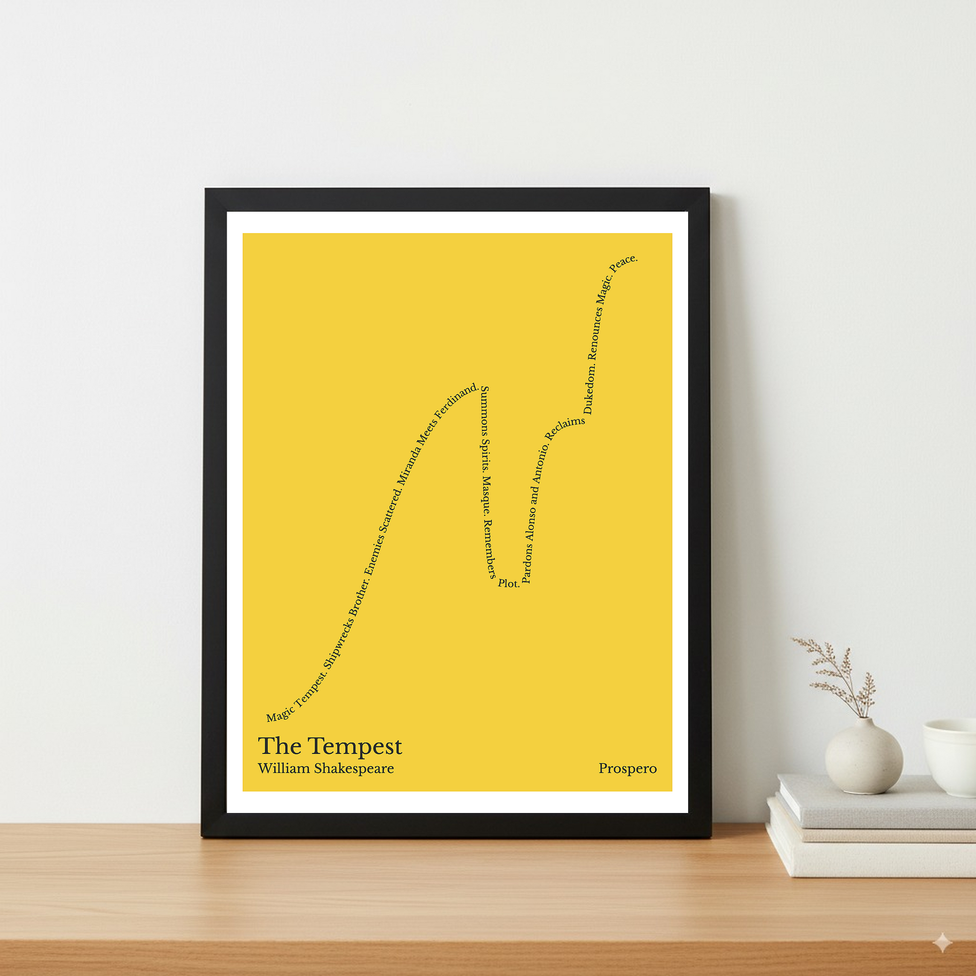 The Tempest — Prospero — William Shakespeare | ↑↑ ↓ ↑↑ — Boy Meets Girl | 11x14 — Storybeats — Gold/Gray | Table — Frame | SKU: 29153321105978767742
