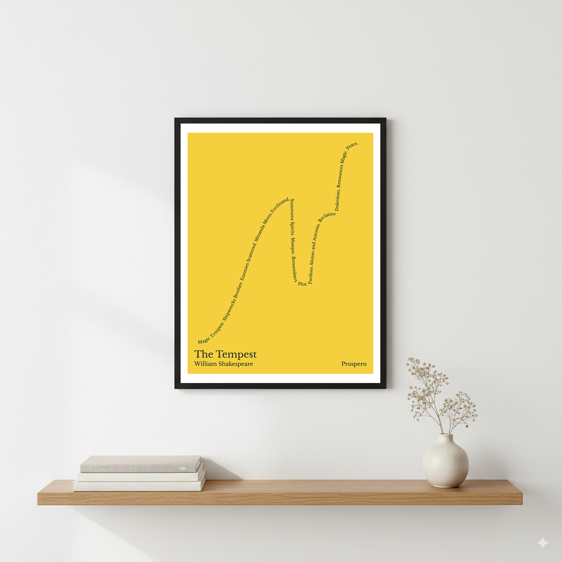 The Tempest — Prospero — William Shakespeare | ↑↑ ↓ ↑↑ — Boy Meets Girl | 11x14 — Storybeats — Gold/Gray | Wall — Frame | SKU: 29153321105978767742