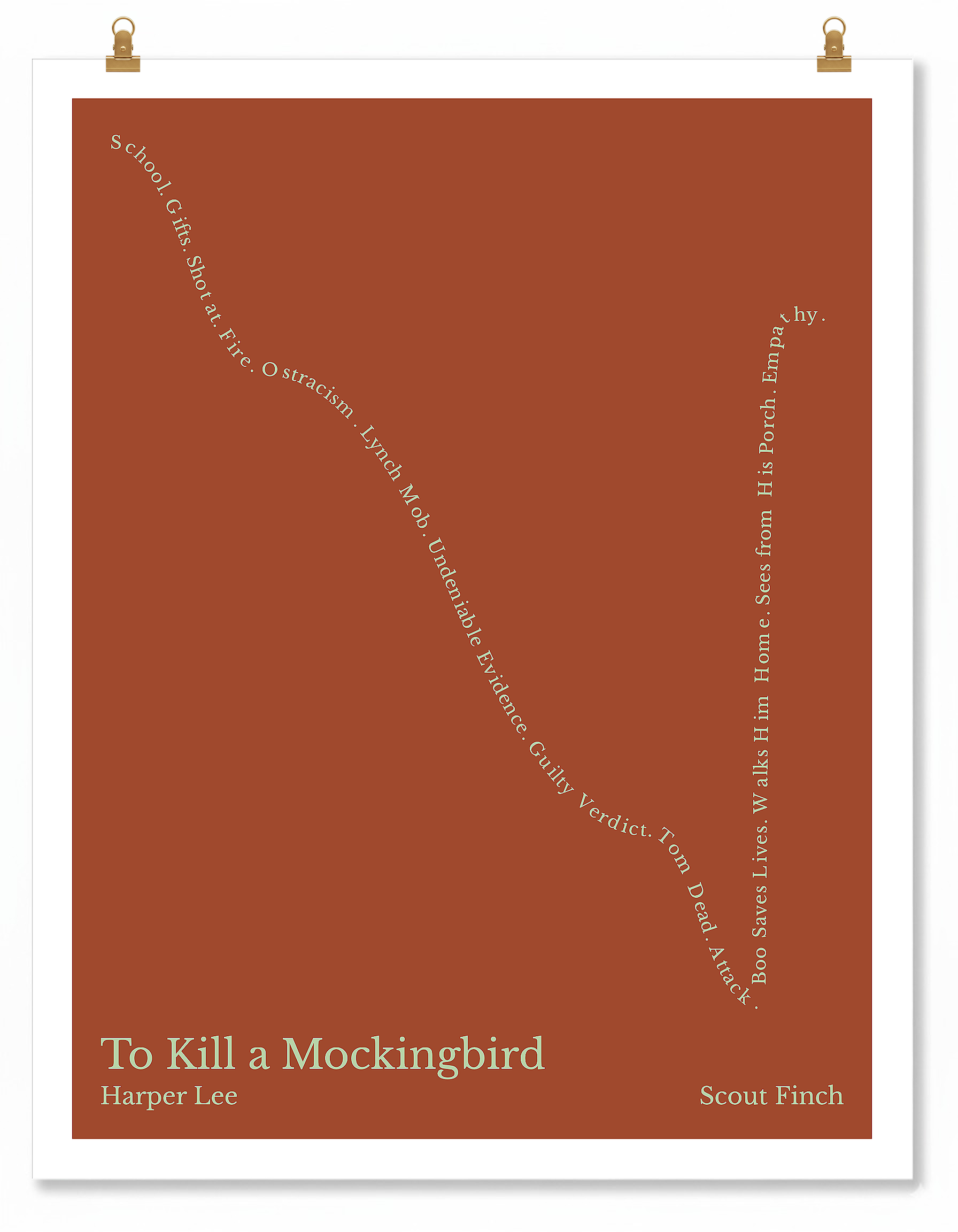 To Kill a Mockingbird — Scout Finch — Harper Lee | ↓↓ ↑ — Man in Hole | 11x14 — Storybeats — Brown/Beige | Poster | SKU: 21368628487122452562